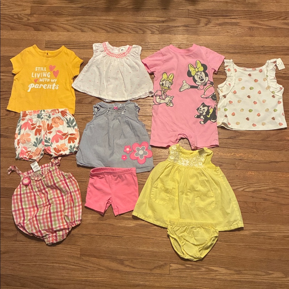 Assorted Baby Girl 3-6 Month Outfits, Rompers and Tops